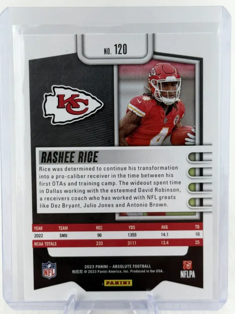 2023 Rasheed Rice Panini Absolute Football- Rookie #120 Kansas City Chiefs