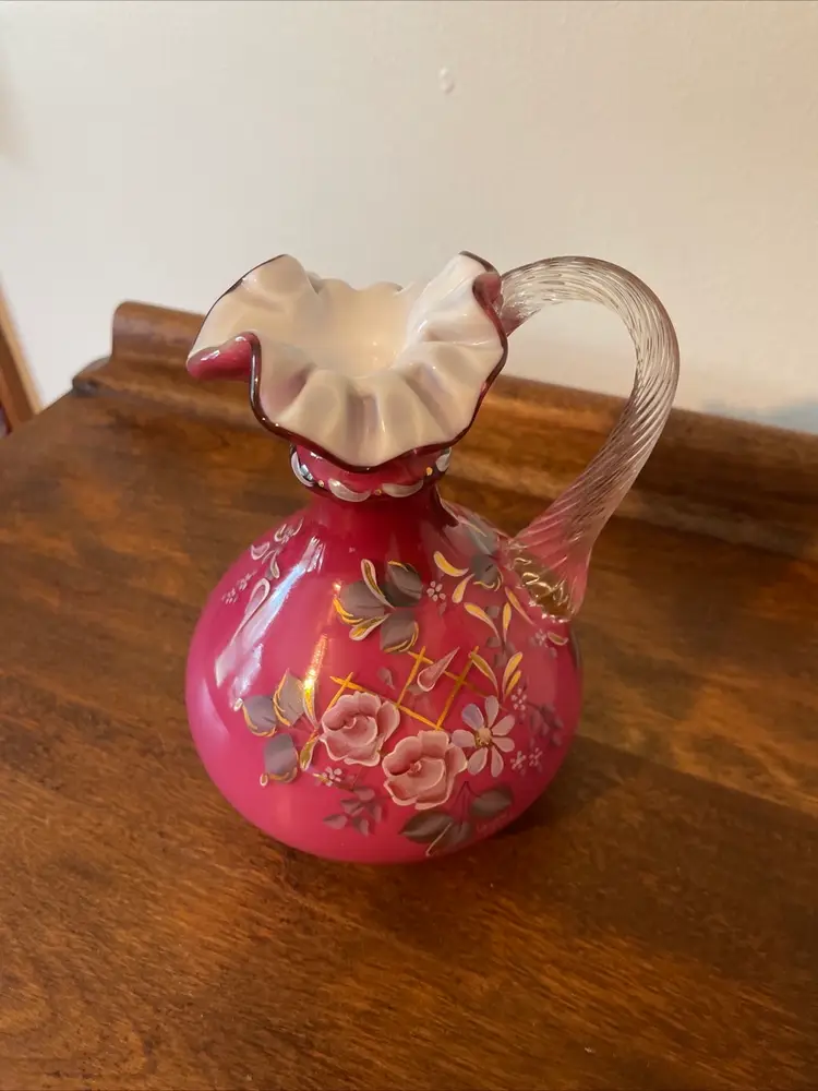 Fenton Wild Rose Overlay Pitcher Limited Edition 1997 #577/1350. Stunning piece