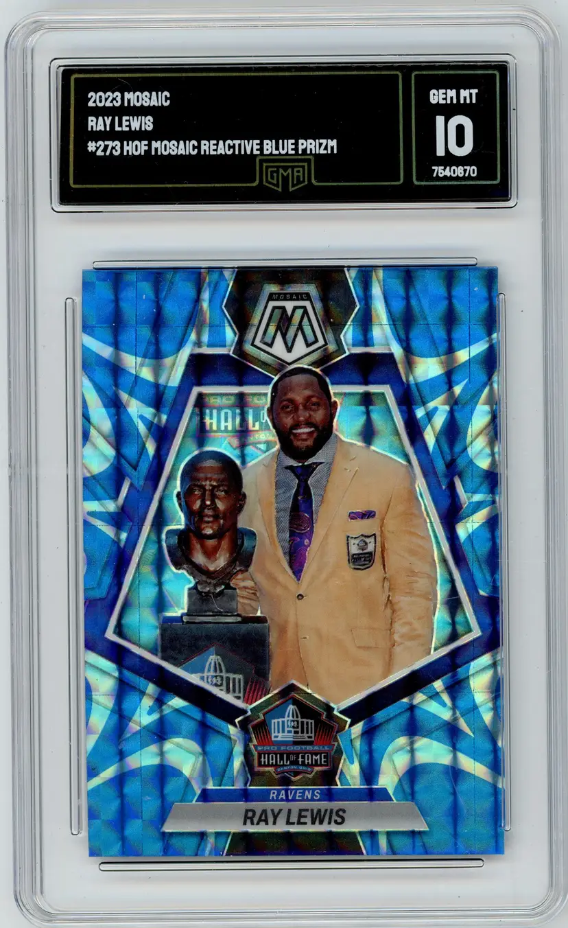 2023 Mosaic RAY LEWIS HOF Mosaic Reactive Blue Prizm #273 RAVENS GMA 10 GEM MT