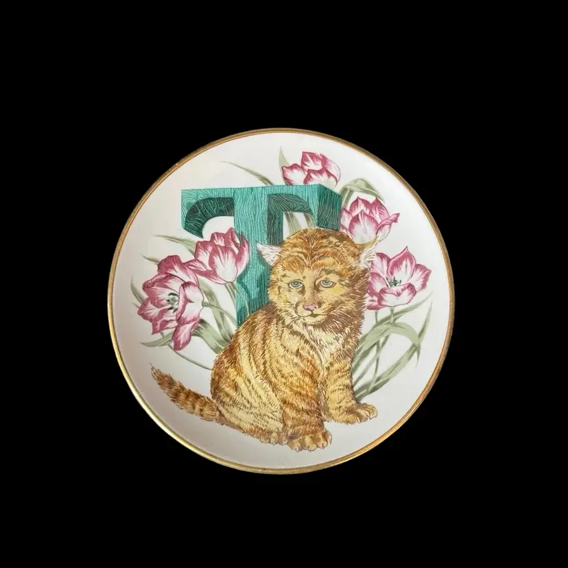 Miniature Plate Letter T Tiger Cub Franklin Porcelain The Animal Alphabet Zoo Jungle