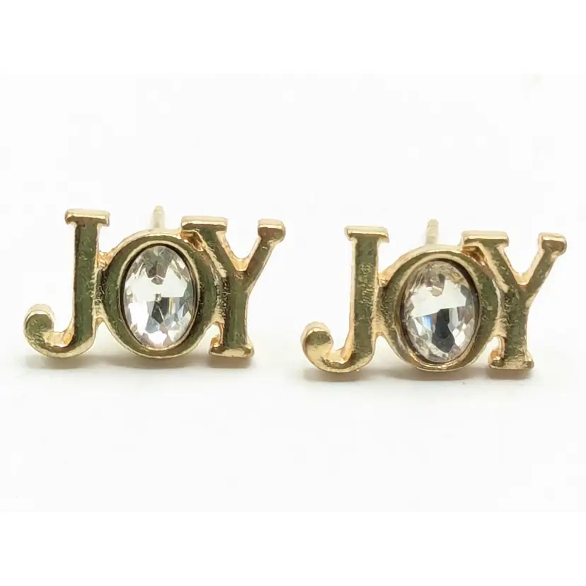 Joyful Crystal Stud Earrings Gold Tone