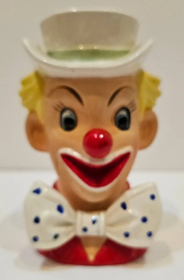 Vintage NAPCO ware Clown Head Planter with White Hat. Circa 1950’s.