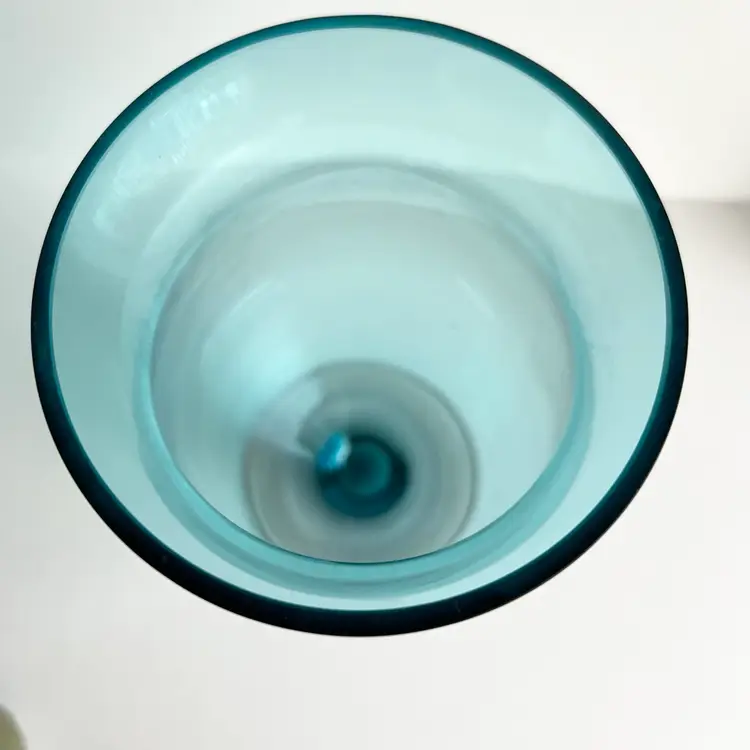 Turquoise Blue and Pink Glass Vase, Large