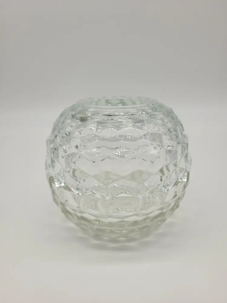 Vtg Fairy Lamp Candle Holder Two Piece Homco Glass Fairy Light Clear Diamond