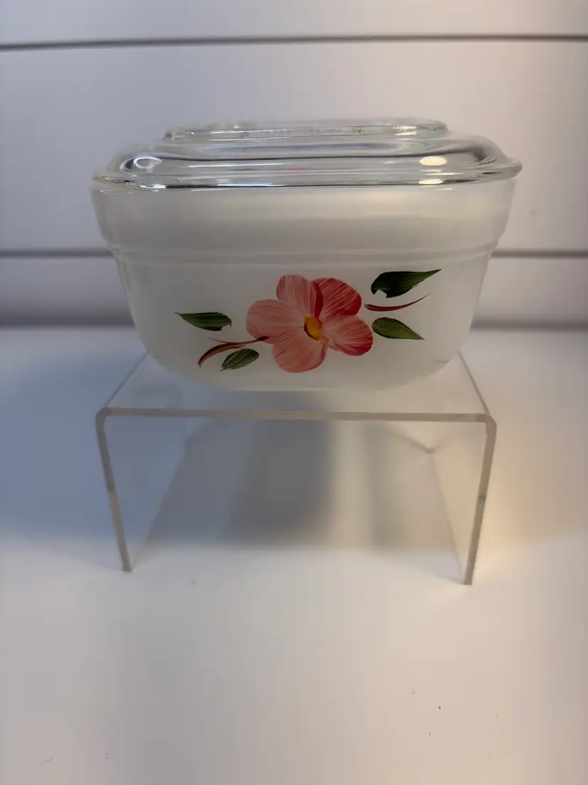 Vintage Fire King "Peach Blossom" Fridge Dish