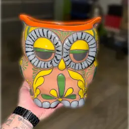Old School Talevera Owl Pottery
