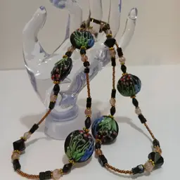 Gorgeous Floral Glass Lampwork Necklace