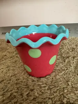 Cute Ceramic Planter with Polka Dots