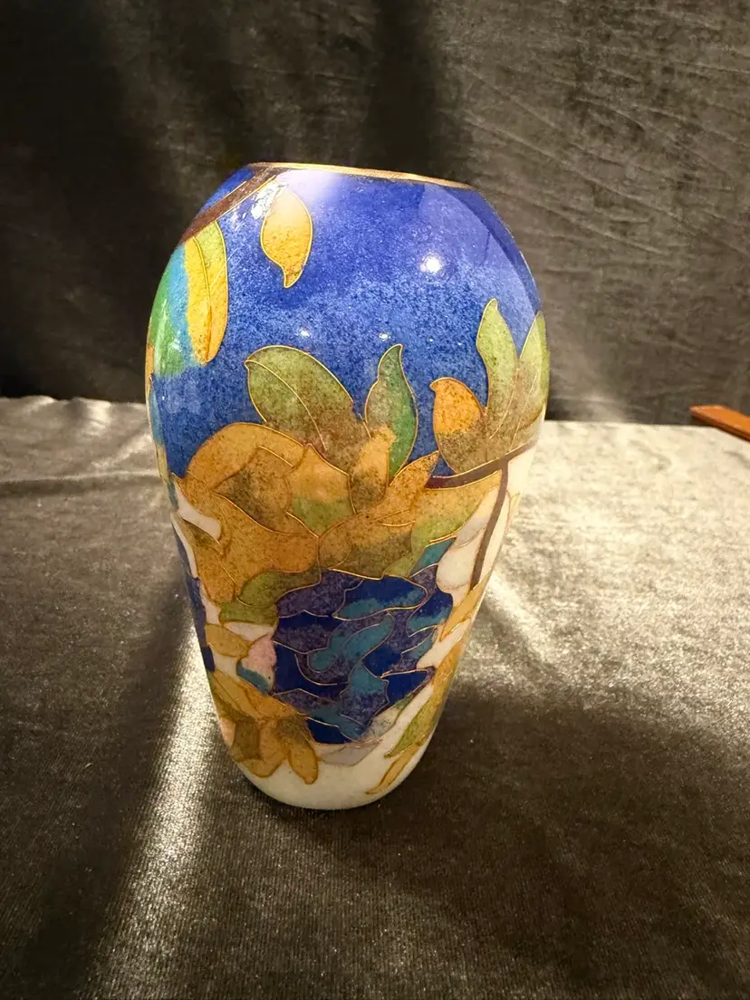 Vintage William Bill Yee Cloisonne Wisteria Vase Handcrafted 5"