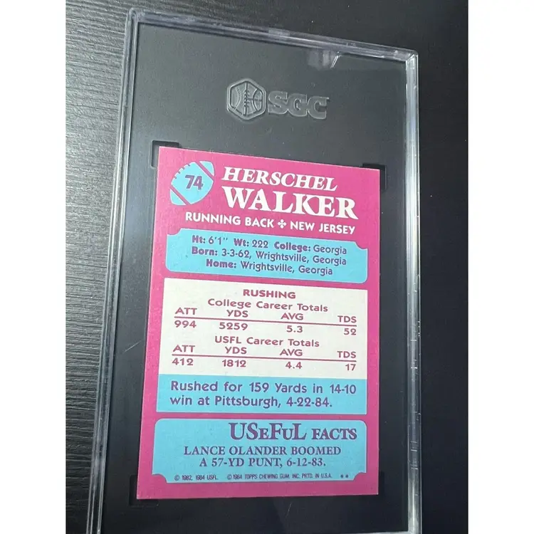 1984 Topps USFL Herschel Walker Rookie #74 SGC 8.5 New Jersey Generals - RC