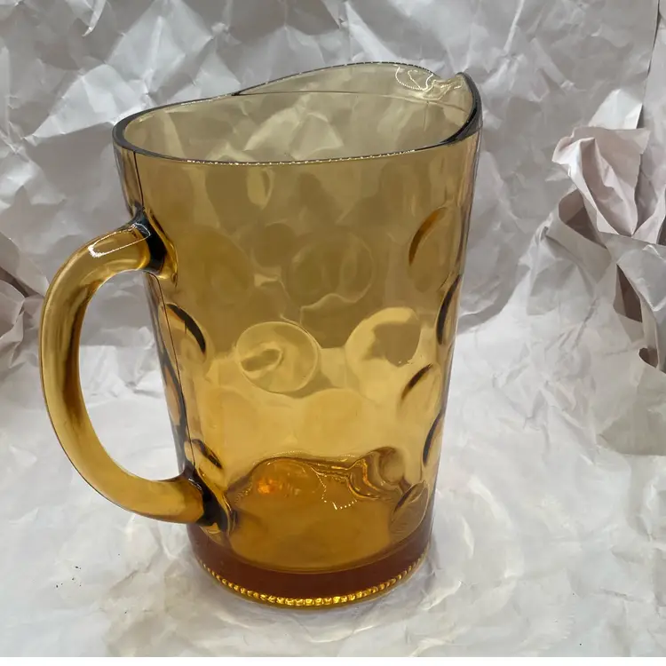 Vintage Hazel Atlas Eldorado Amber Glass Pitcher 8” Tall 64 Ounce Capacity