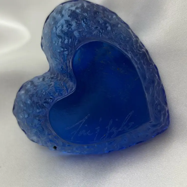 Fire & Light Cobalt Blue Heart Paperweight Recycled Glass