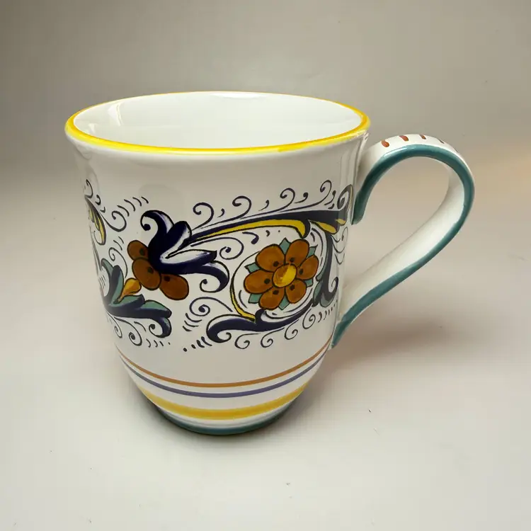 Set of 3 Sur La Table Nova Deruta Ricco Italy Hand Painted Stoneware Coffee Mugs