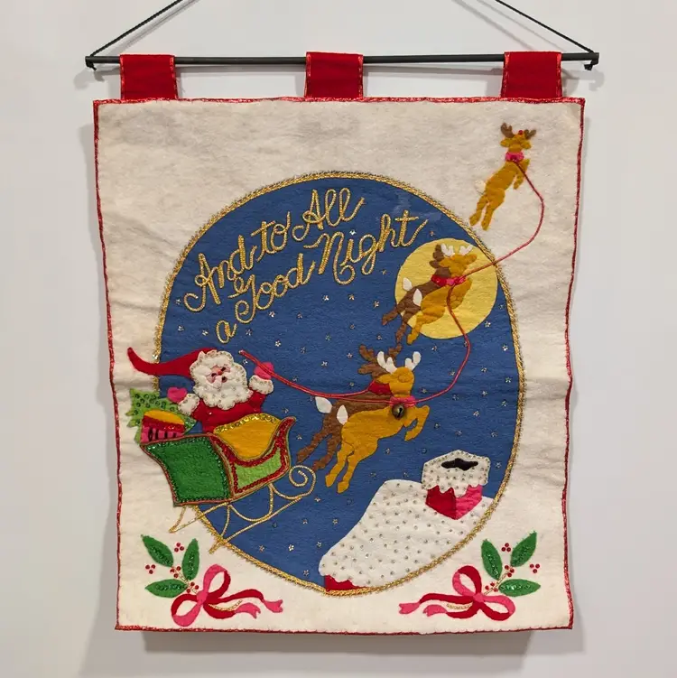 Vintage Bucilla Sultana Christmas Jeweled Panel - To All A Good Night COMPLETED