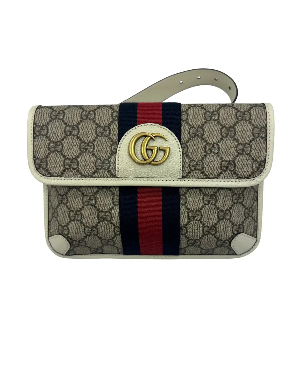 Gucci Navy & Red Web Strip GG Supreme Ophidia Small Belt Bag