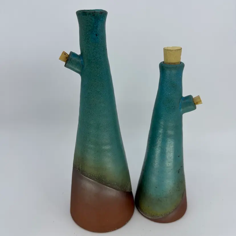 Handmade Ceramic Oil & Vinegar Cruet With Two-Tone Glaze
