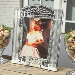 Vintage Mikasa Crystal Picture Frame Cotillion Frost Japan Columns 3”x4”