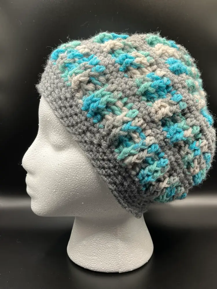 Made By Me Crocheted Winter Hat Beautiful Blue