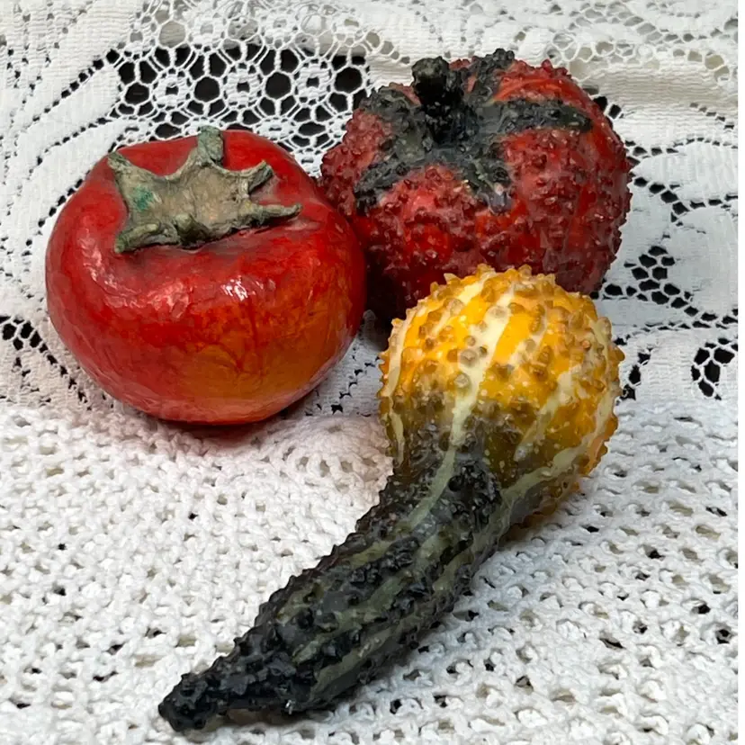 Three Paper Mache Vegetables