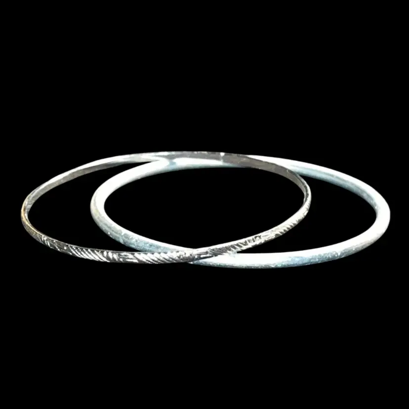 Bracelet As Shown 2 Pc Bangle silver toned