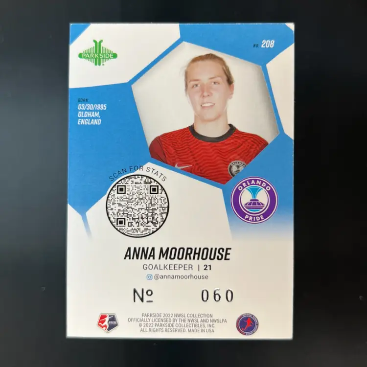 Anna Moorhouse 2022 Parkside NWSL Shimmer /100 Soccer Card