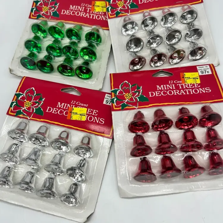 Lot Of 4 Plastic Mini Christmas Bells