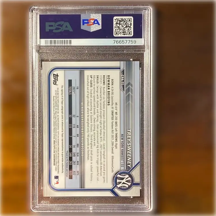 2022 Bowman Trey Sweeney 1st Bowman Purple Refractor Auto /250 Detroit Tigers