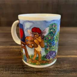 Cupid Cherub Artist Painting Mug Vintage Romantic Angel Coffee Cup