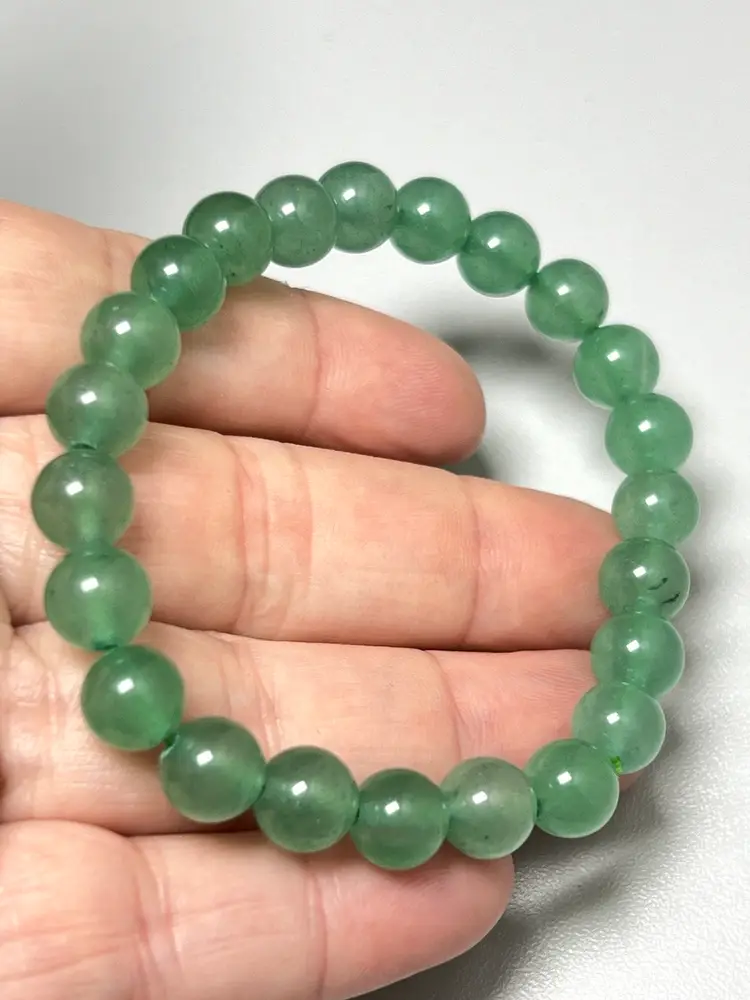 Green Aventurine 8mm Beads.  7” Stretch Bracelet Jewelry