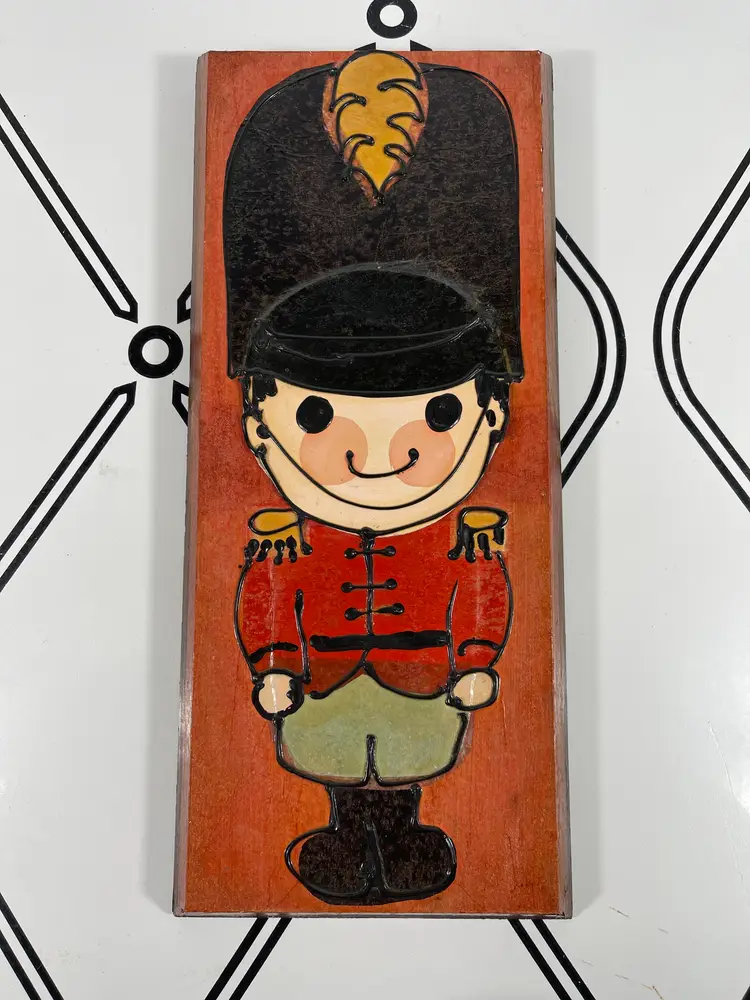 VTG Hand Painted Wooden Wall Art Toy Soldier Boy Christmas Nursery Folk Art USA