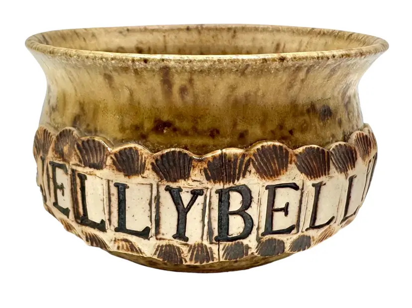 Studio Art Pottery Jelly Bean Candy Dish Bowl Beige Jellybelly Round 4.5 x 2.75”