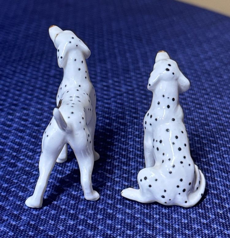 miniature Dalmatian Dog Figurines 2.25” Bone China Japan