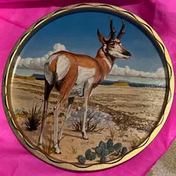 Vintage Pronghorn Souvenir Serving Tray Tin “James L. Artig”