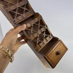 Vintage Wooden Wall Organizer Mid Century  Letter & Bill Holder Made In Japan