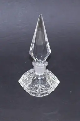 Vintage Czech Crystal Clear Perfume Bottle Art Deco 5.75" Tall