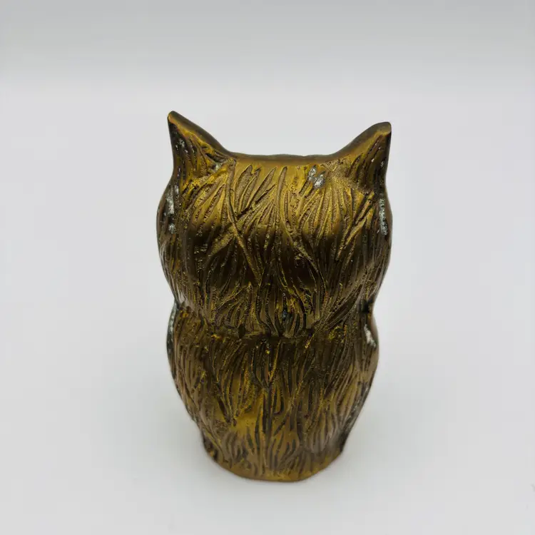 Vintage Brass Owl Bird Figurine Paperweight Brassware