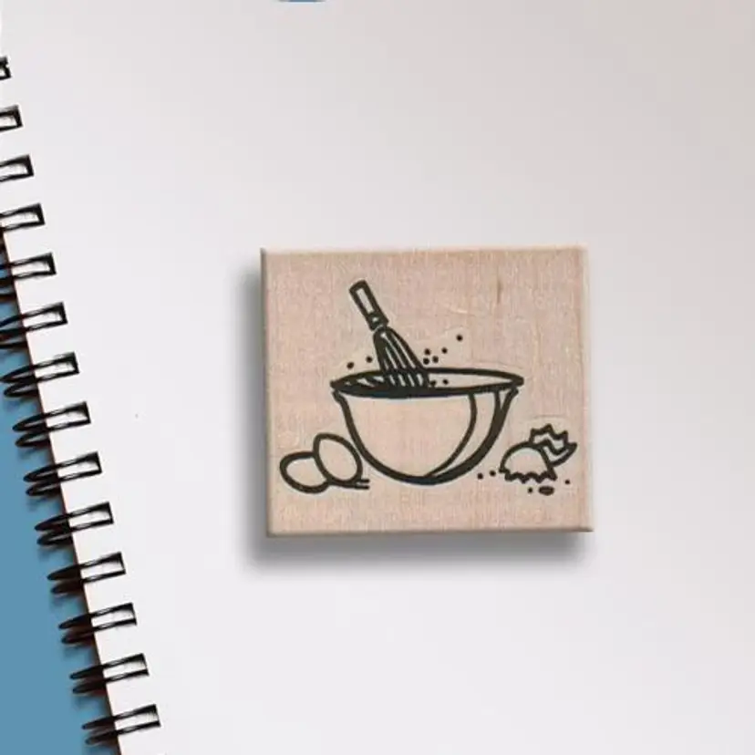 Bowl With Eggs And Whisk Rubber Stamp - Cooking, Baking, Kitchen