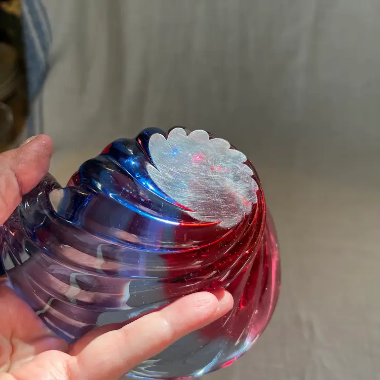 Mid-Century Neodymium and Cranberry Studio Art Glass