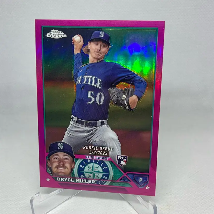 2023 Topps Chrome Update Bryce Miller RC Rookie Pink Refractor 42/399 Seattle Mariners 