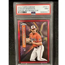 Gunnar Henderson 1/5 2023 Topps Chrome PSA 9 Expose Red Refractor Orioles