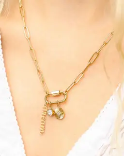 #01 18K Gold PVD Stainless Steel Carabiner Dream Charm Paperclip Necklace