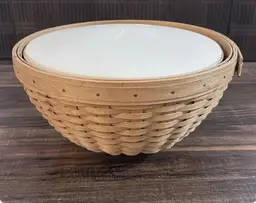 Vintage Longaberger Bowl Basket With Insert 11 Inch Round