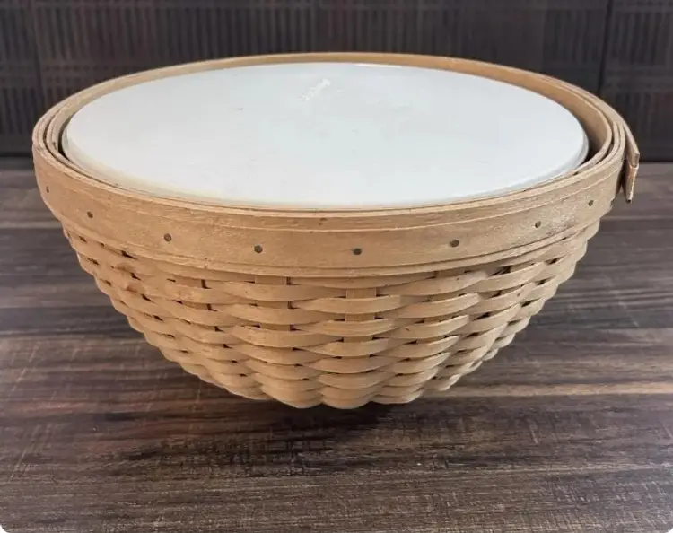 Vintage Longaberger Bowl Basket With Insert 11 Inch Round