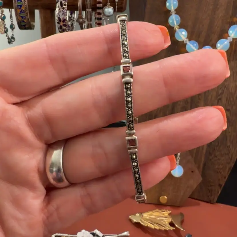 Sterling Silver Marcasite Bracelet 7"