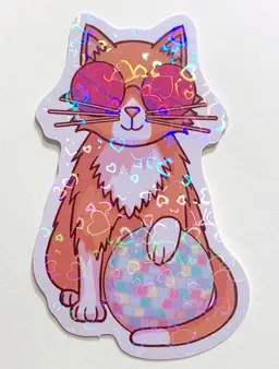Disco Cat Holographic Vinyl Sticker