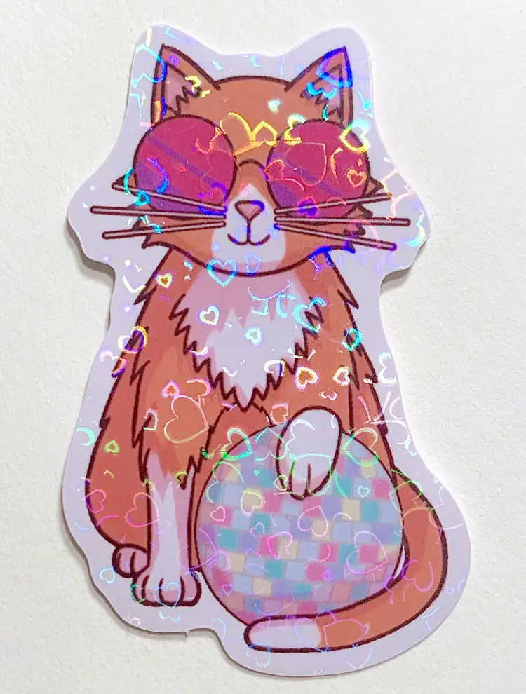 Disco Cat Holographic Vinyl Sticker