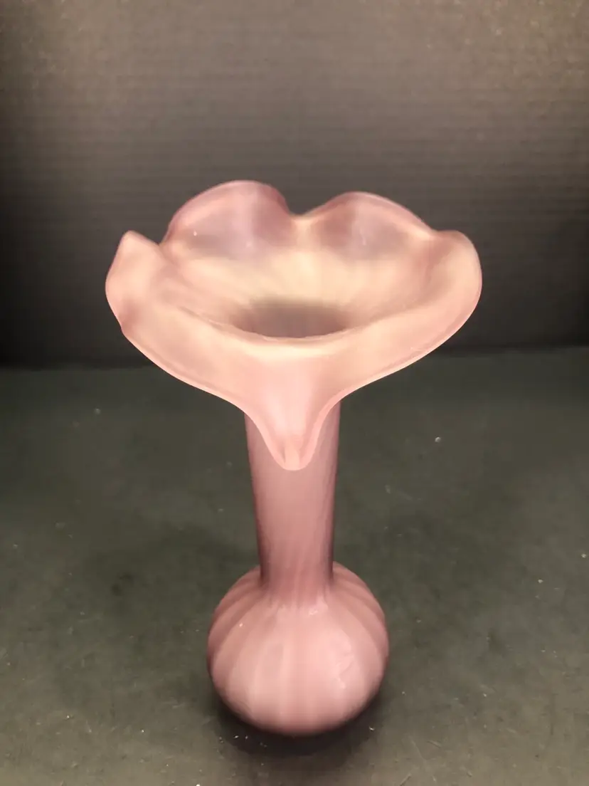 Pink Satin Glass Jack In The Pulpit Vase 
