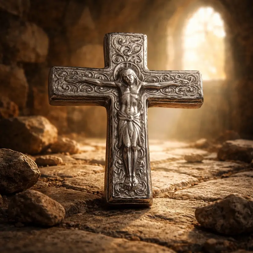 Metal Cross Of “Christ The Good Shepherd”  7.75” X 6.25”