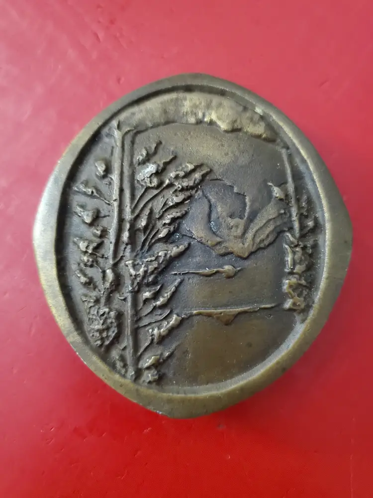 Mount Fuji Landscape Japan {Indiana Metal Craft H99 Brass Belt Buckle} 80s