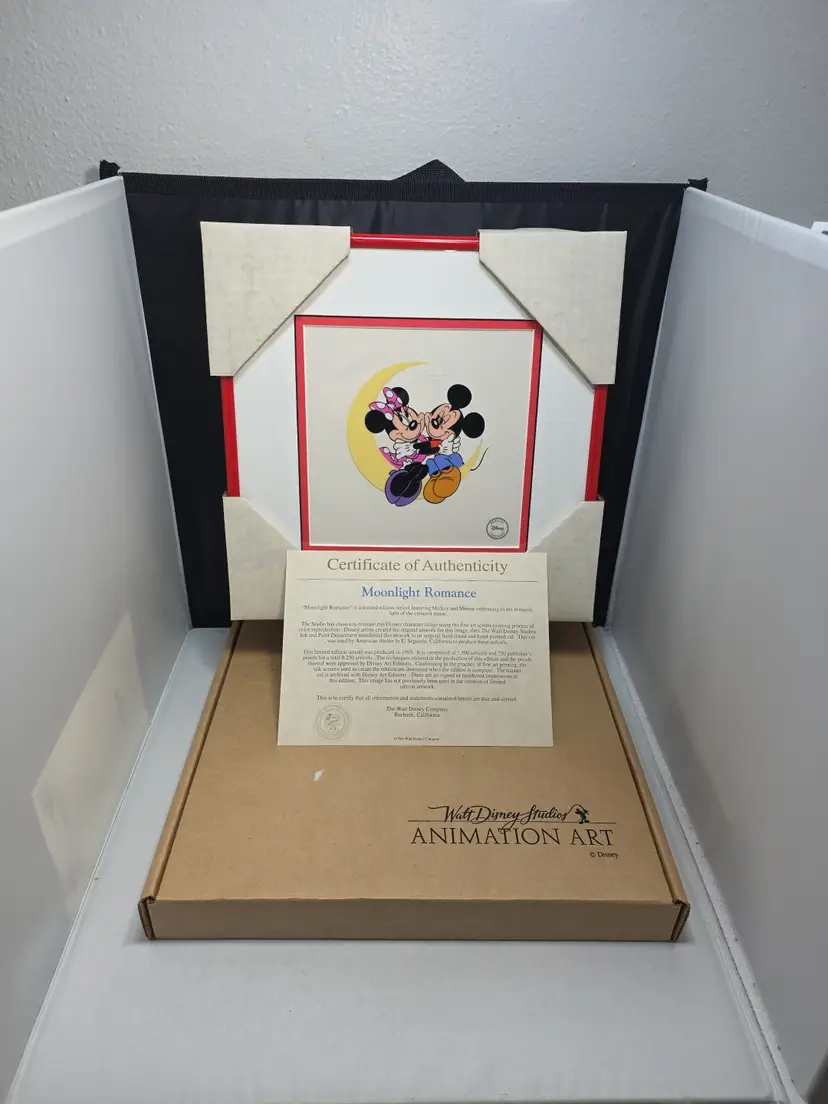 Disney Mickey Minnie Moonlight Romance LE 7500 Sericel w/COA Box 1995